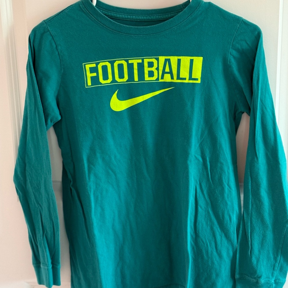 Nike Kids Long Sleeve Football Tee - Green and Yellow